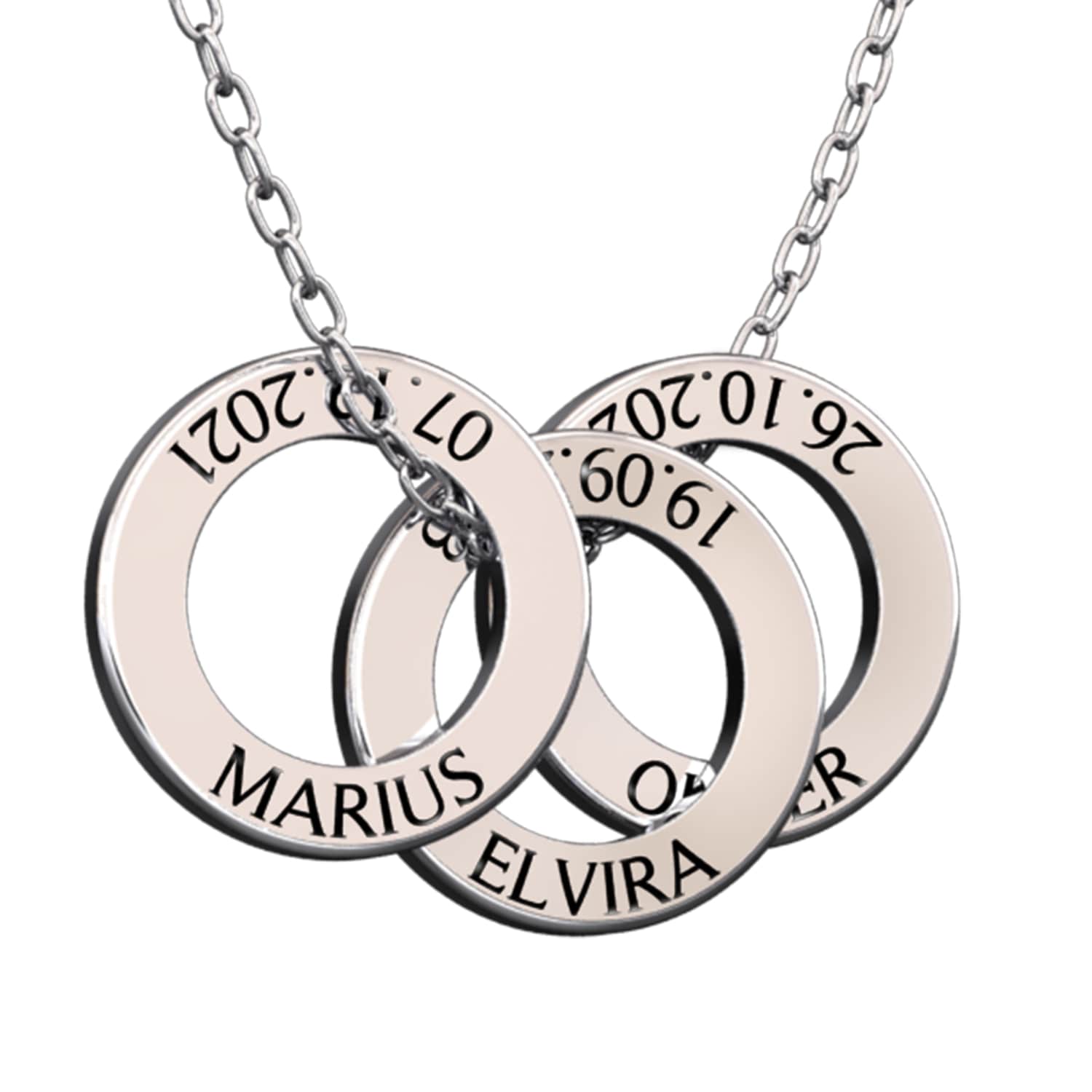 Ring necklace with name and date