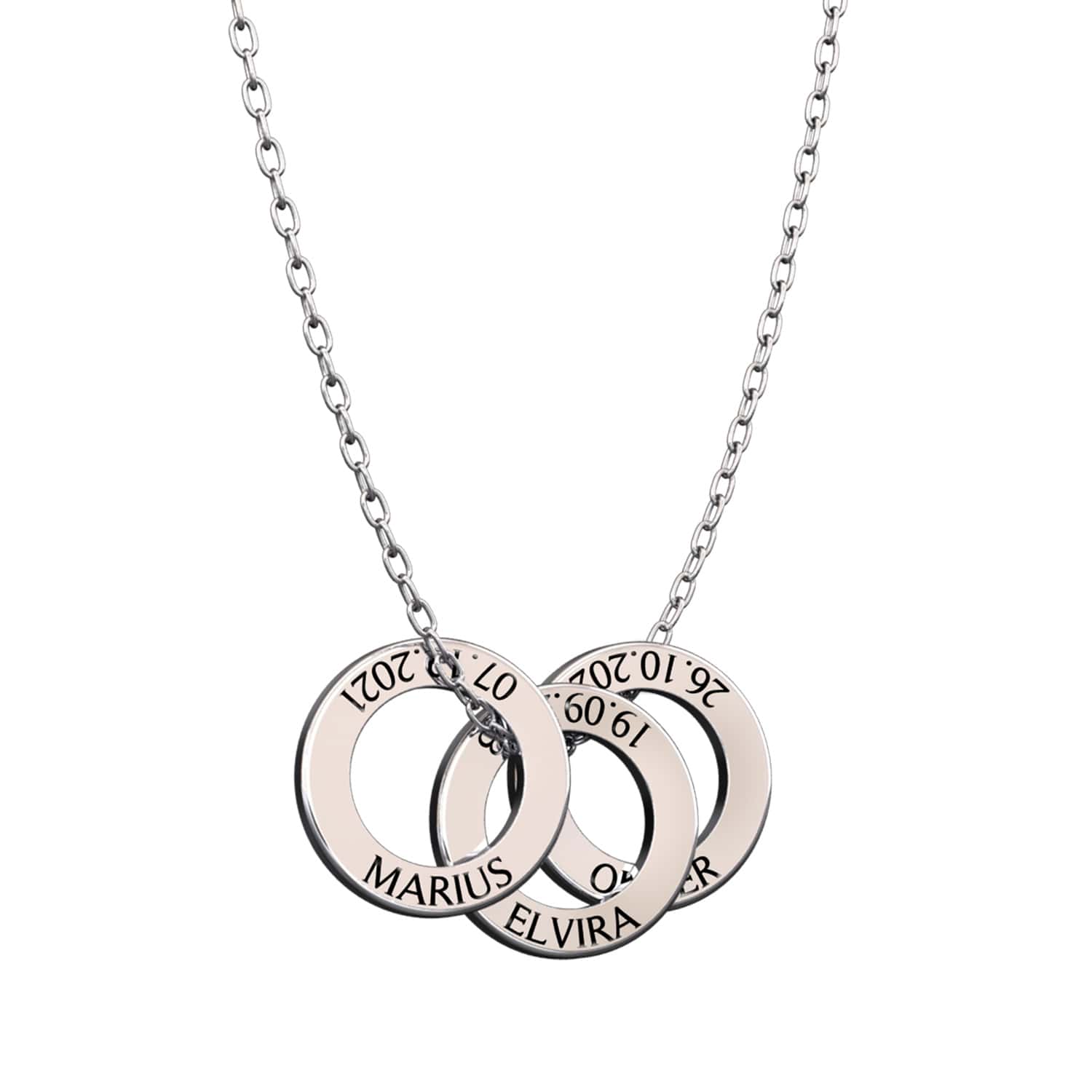 Ring necklace with name and date