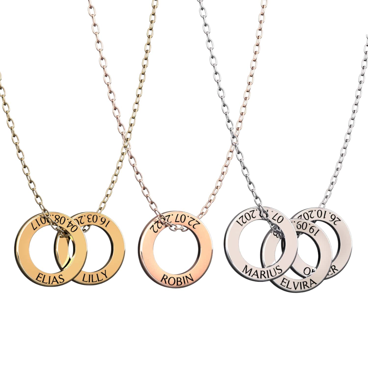 Ring necklace with name and date