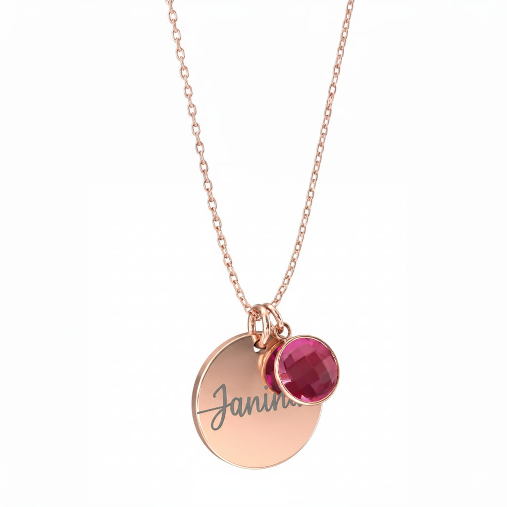 Engravable disc with gemstone