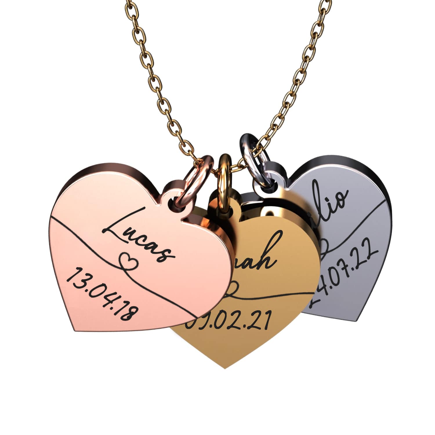 Herzkette mit Name und Datum