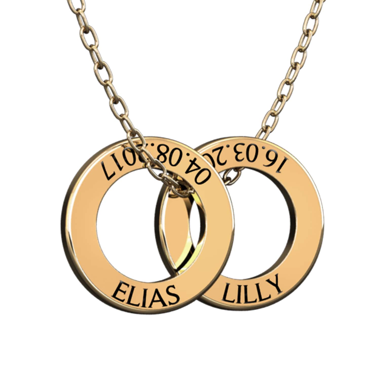 Ring necklace with name and date