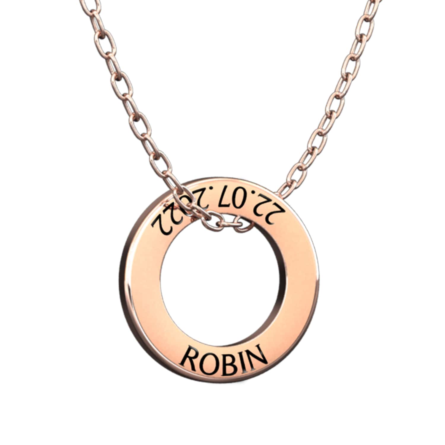 Ring necklace with name and date