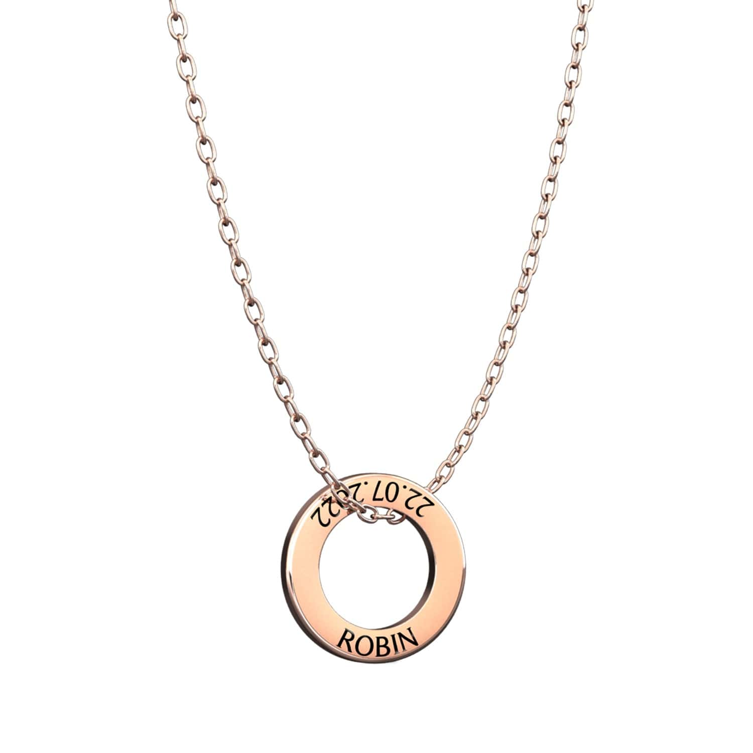 Ring necklace with name and date