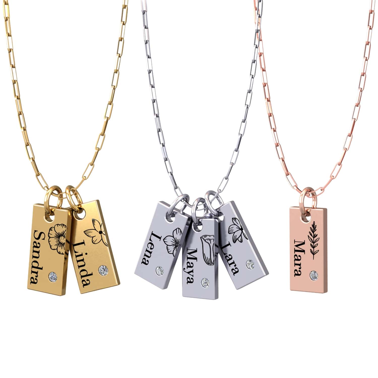 Flower necklace with name