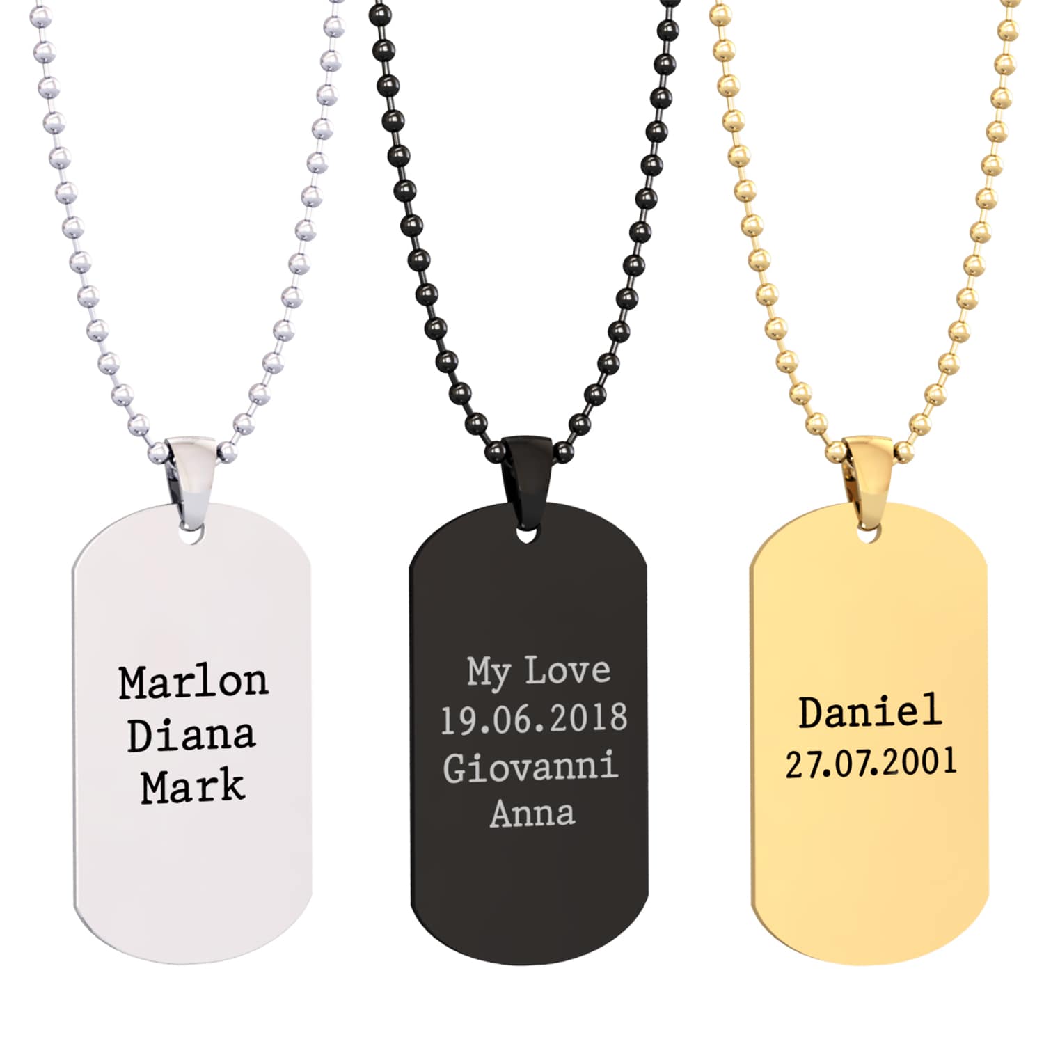 Dog tag necklace with engraving