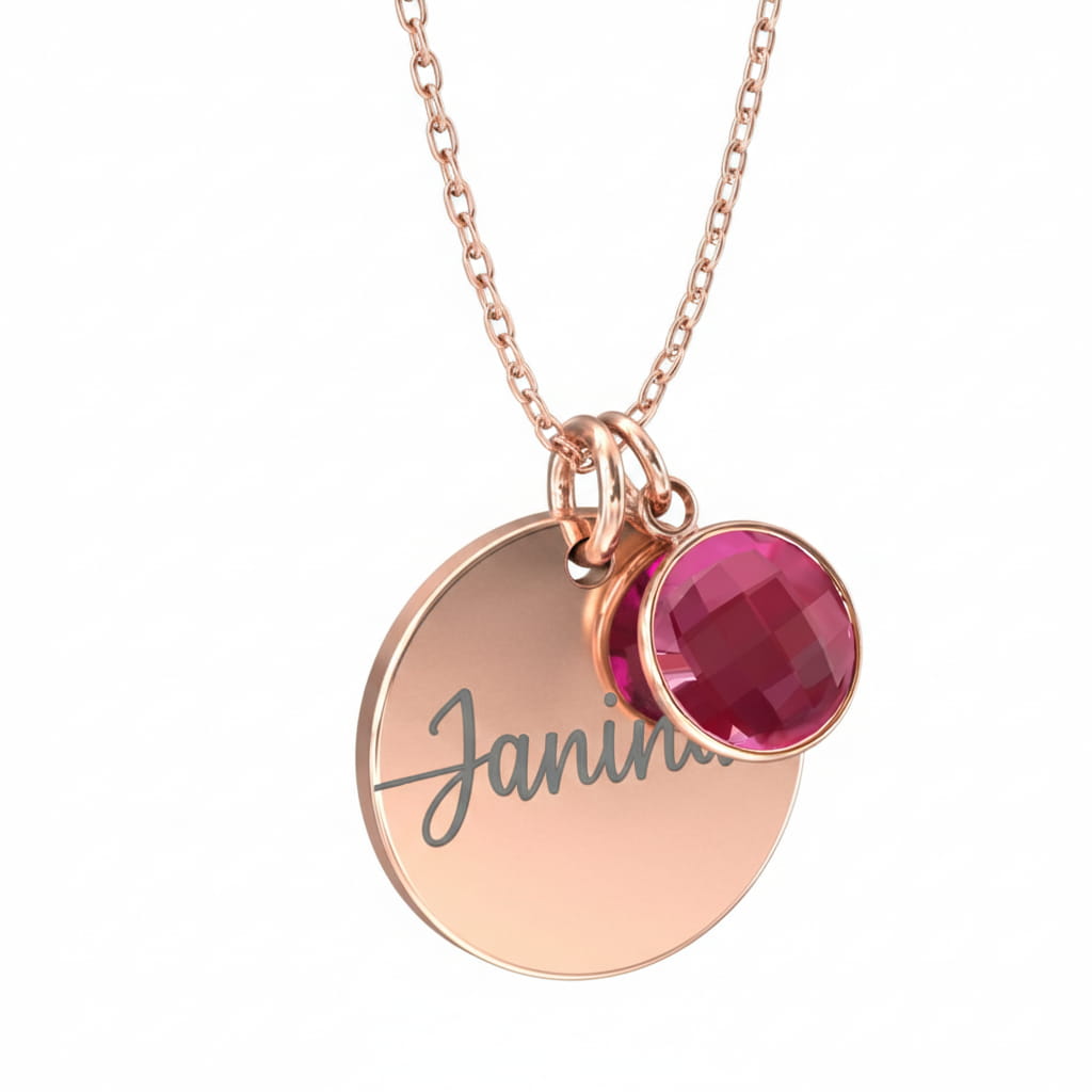 Engravable disc with gemstone